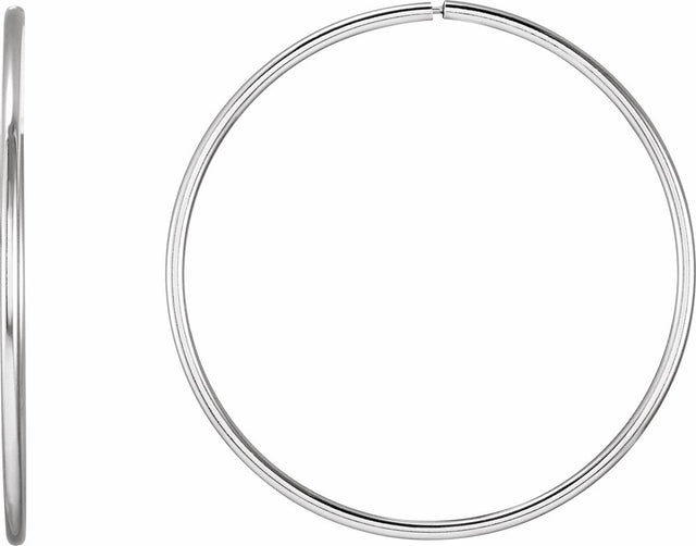 Sterling Silver Endless Tube 45 mm Hoop Earrings