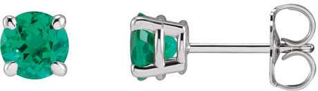 14K White Gold Lab-Grown Emerald Earrings