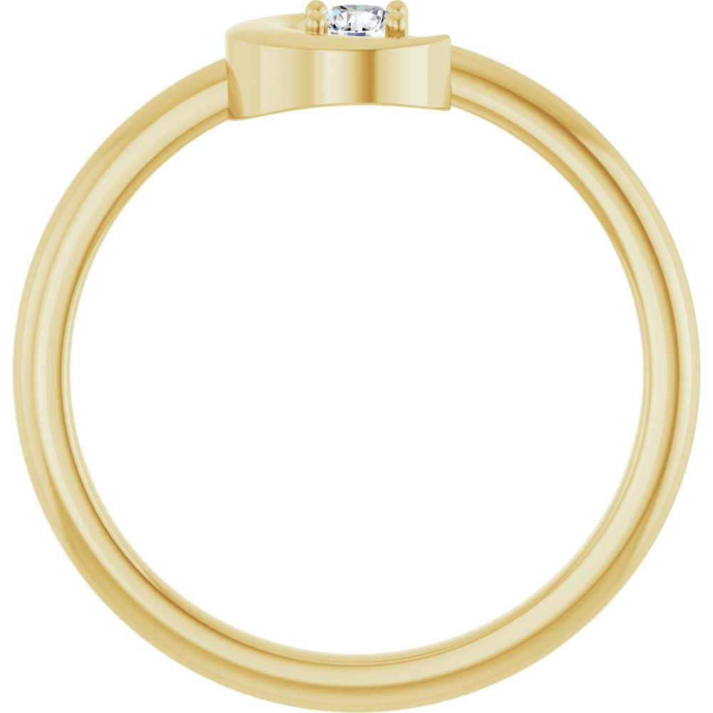 14K Yellow 1/10 CT Natural Diamond Crescent Moon Ring