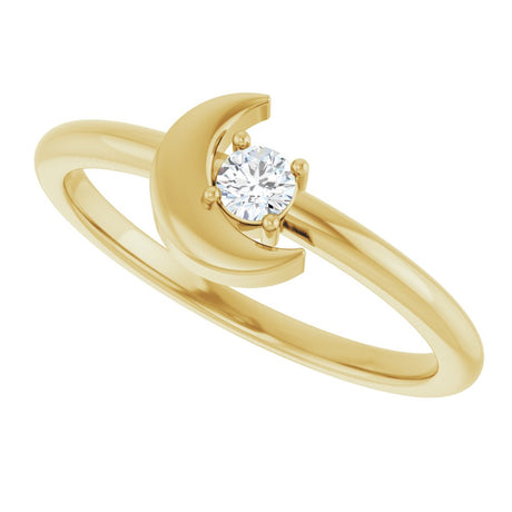 14K Yellow 1/10 CT Natural Diamond Crescent Moon Ring