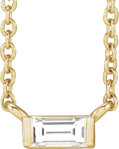 14K Yellow Gold 1/8 CT Natural Diamond Solitaire 16-18" Necklace