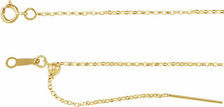 14K Yellow 1 mm Adjustable Threader Rolo Bead 6-8" Chain