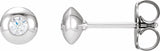 14K White Gold 1/8 CTW Natural Diamond Domed Bezel-Set Earrings