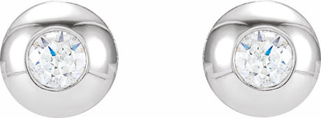 14K White Gold 1/8 CTW Natural Diamond Domed Bezel-Set Earrings
