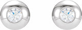 14K White Gold 1/8 CTW Natural Diamond Domed Bezel-Set Earrings