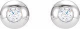 14K White 1/5 CTW Natural Diamond Domed Bezel-Set Solitaire Earrings