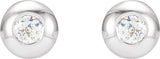 14K White .03 CTW Natural Diamond Domed Bezel-Set Earrings