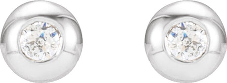14K White Gold .03 CTW Natural Diamond Domed Bezel-Set Earrings