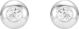 14K White Gold .03 CTW Natural Diamond Domed Bezel-Set Earrings