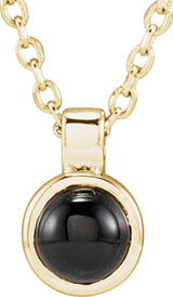 14K Yellow Natural Black Onyx Bezel-Set 16-18" Necklace