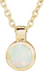 14K Yellow Gold Natural White Opal Bezel-Set 16-18" Necklace