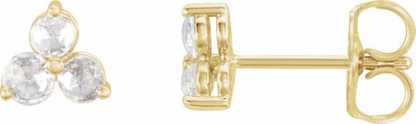 14K Yellow Gold 1/8 CTW Lab-Grown Diamond Three-Stone Earrings
