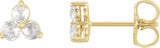 14K Yellow Gold 1/3 CTW Rose-Cut Natural Diamond Three-Stone Earrings