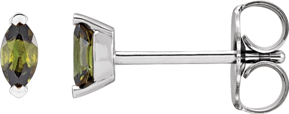 Sterling Silver Natural Green Tourmaline Earrings