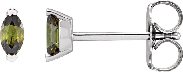 Sterling Silver Natural Green Tourmaline Earrings