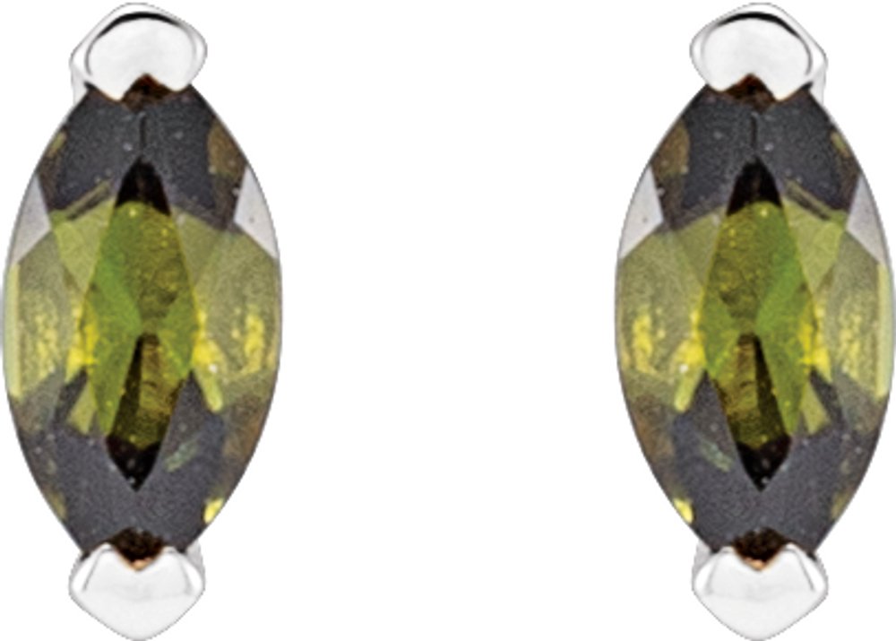 Sterling Silver Natural Green Tourmaline Earrings