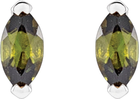 Sterling Silver Natural Green Tourmaline Earrings