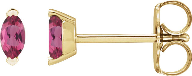 14K Yellow Natural Pink Tourmaline Earrings