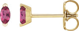 14K Yellow Gold Natural Pink Tourmaline Earrings