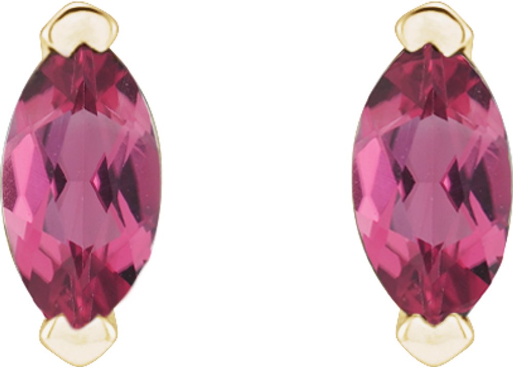 14K Yellow Natural Pink Tourmaline Earrings