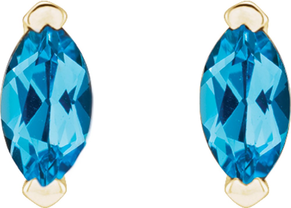 14K Yellow Natural Swiss Blue Topaz Earrings