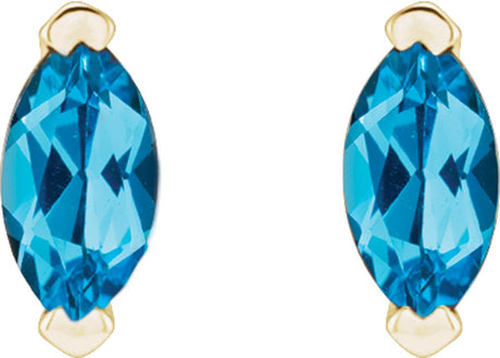 14K Yellow Natural Swiss Blue Topaz Earrings