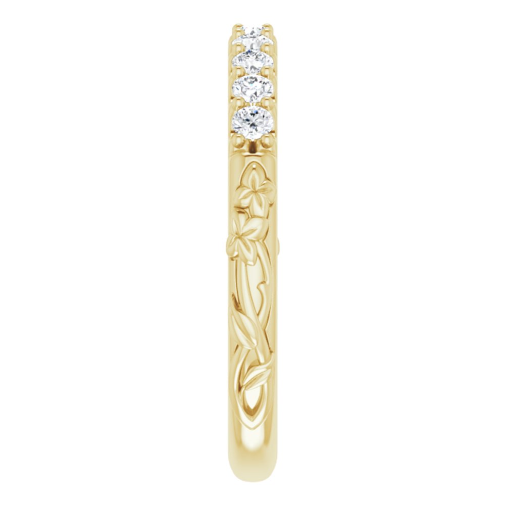 14K Yellow 1/4 CTW Natural Diamond Floral-Inspired Anniversary Band