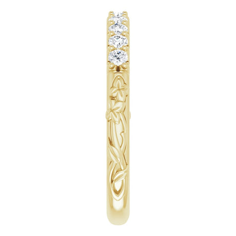 14K Yellow 1/4 CTW Natural Diamond Floral-Inspired Anniversary Band