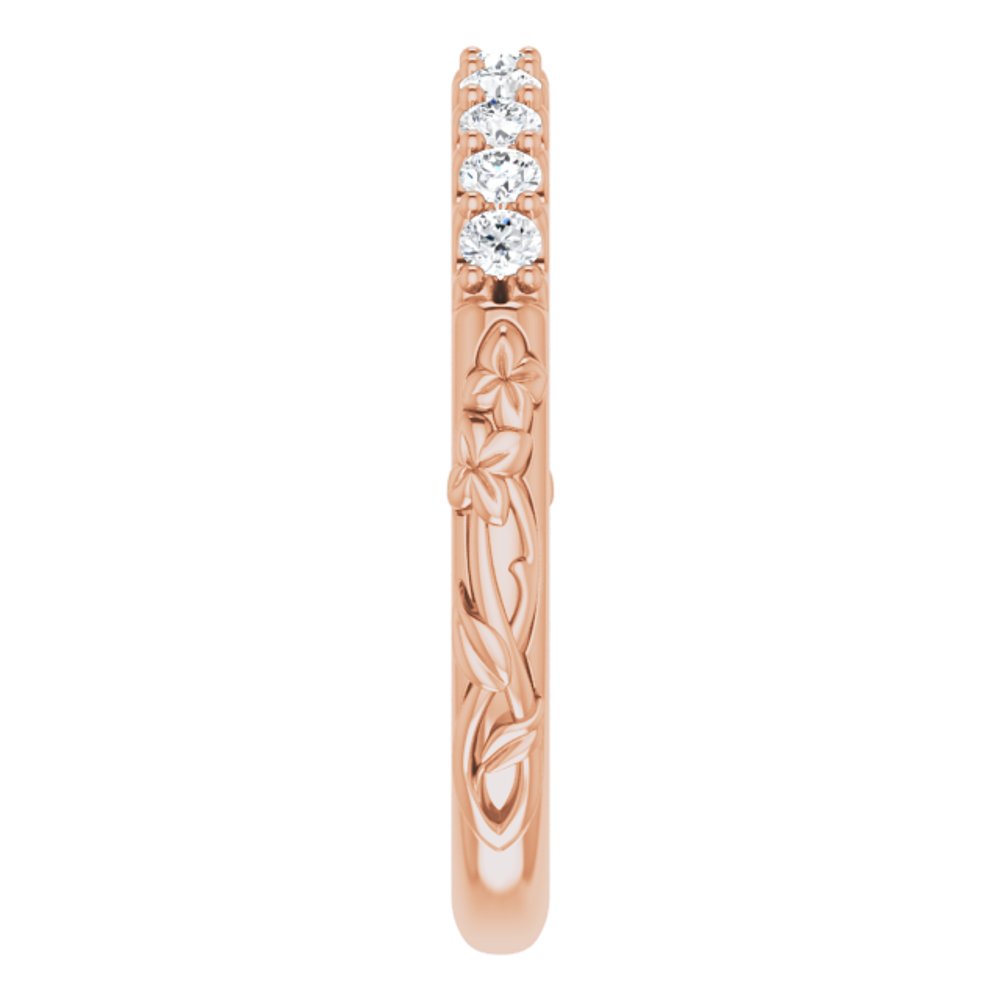 14K Rose 1/4 CTW Natural Diamond Floral-Inspired Anniversary Band