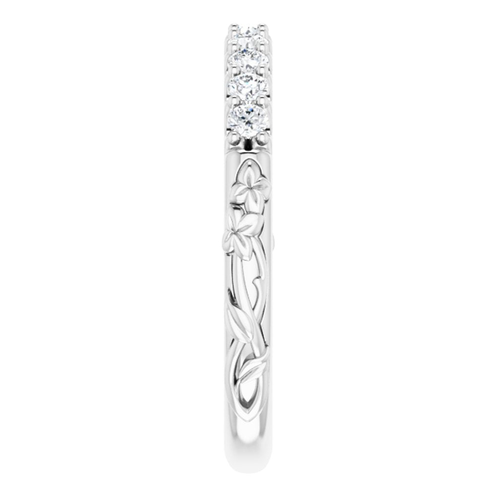 14K White 1/4 CTW Natural Diamond Floral-Inspired Anniversary Band