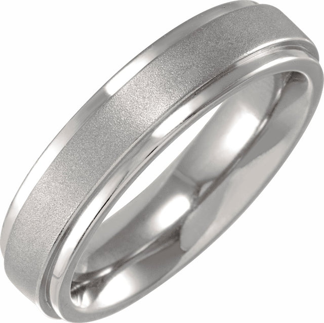 Titanium 5 mm Stepped-Edge Comfort-Fit Flat Band Size 8
