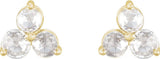 14K Yellow Gold 1/3 CTW Rose-Cut Natural Diamond Three-Stone Earrings