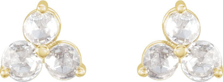 14K Yellow Gold 1/3 CTW Rose-Cut Natural Diamond Three-Stone Earrings