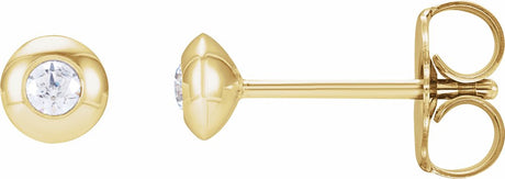 14K Yellow Gold .06 CTW Natural Diamond Domed Bezel-Set Earrings
