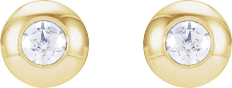 14K Yellow Gold .06 CTW Natural Diamond Domed Bezel-Set Earrings