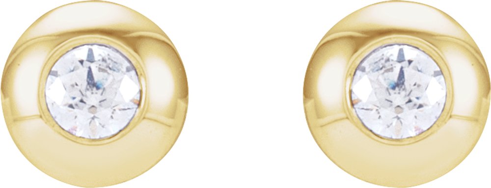 14K Yellow Gold .06 CTW Natural Diamond Domed Bezel-Set Earrings