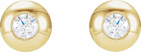 14K Yellow Gold 1/8 CTW Natural Diamond Domed Bezel-Set Earrings