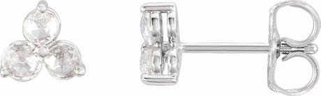 14K White Gold 1/5 CTW Rose-Cut Natural Diamond Three-Stone Earrings