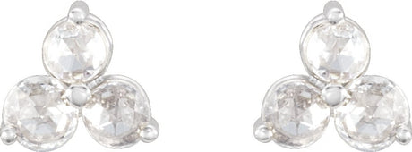 14K White Gold 1/5 CTW Rose-Cut Natural Diamond Three-Stone Earrings