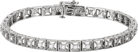 14K White Gold 1/2 CTW Natural Diamond Line 7" Bracelet
