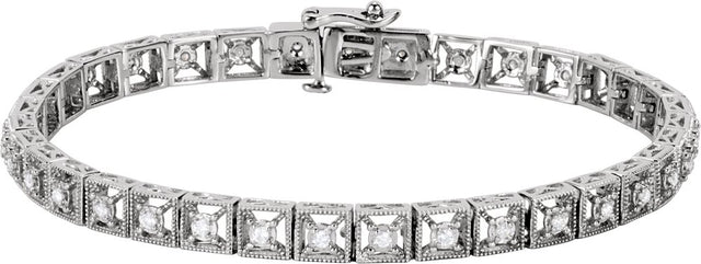 14K White Gold 1/2 CTW Natural Diamond Line 7" Bracelet