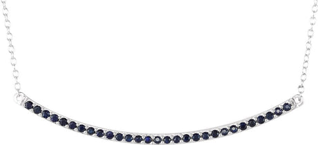 14K White Gold Natural Blue Sapphire Bar 16-18" Necklace