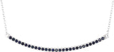 14K White Natural Blue Sapphire Bar 16-18" Necklace