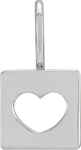 Sterling Silver 14.97x8 mm Pierced Heart Charm/Pendant