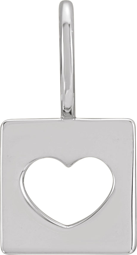 14K White Pierced Heart Charm/Pendant