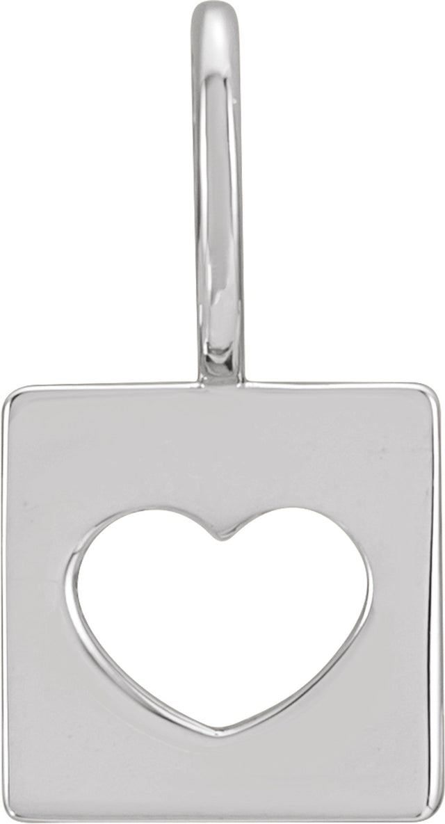 14K White Pierced Heart Charm/Pendant