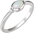 14K White Natural Ethiopian Opal & .03 CTW Natural Diamond Ring