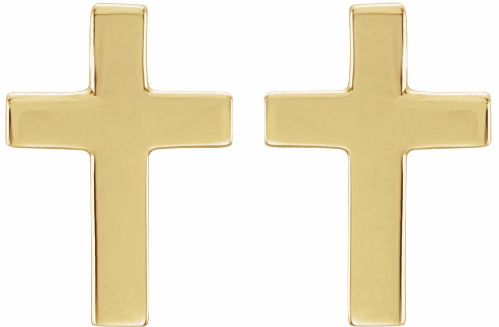 14K Yellow 10x6 mm Cross Earrings