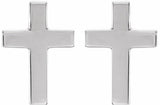 14K White Gold 10x6 mm Cross Earrings