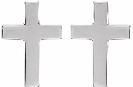 14K White Gold 10x6 mm Cross Earrings